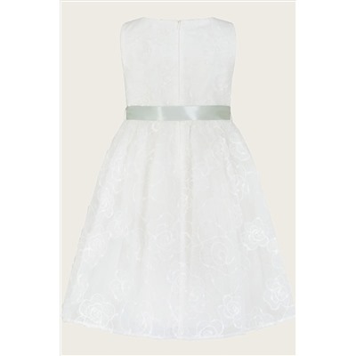 Monsoon White Camelia Lace Organza Rose Dress