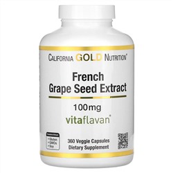 California Gold Nutrition, VitaFlavan, экстракт косточек французского винограда, 100 мг, 360 растительных капсул