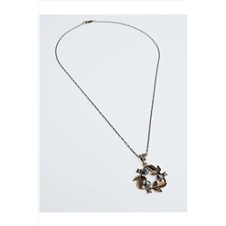 Ожерелье-цепочка с фигуркой из бронзового камня и листа