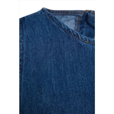 Темно-синее джинсовое платье со складками TWOSS23EL01942