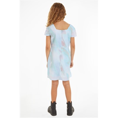 Calvin Klein Blue Tye Dye Square Neck Dress