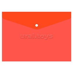 Папка-конверт А4 с кнопкой 0.16мм (прозрачная красная) ПП