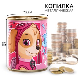 Копилка металлическая, 9,5 см х 7,5 см х 7,5 см "Скай", Щенячий патруль