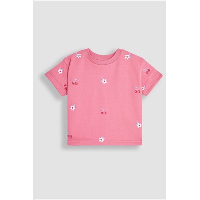 JoJo Maman Bébé 2-Piece Cherry Embroidered T-Shirt & Shorts Set