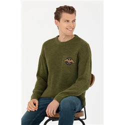 Мужской свитер цвета хаки Неожиданная скидка в корзине