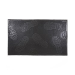 Коврик придверный SunStep Следы, резиновый, 45 x 75 см, черный