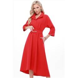 Ярко-красное платье с карманами