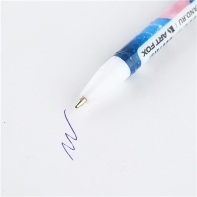Ручка шариковая синяя паста 0.5 мм с колпачком «Луна» пластик