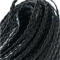 Шнур-косичка из искусственной кожи, цвет черный, 5х2 мм