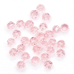 Бусина, стекло 4, граненая, цвет розовый, 4 мм  (уп.30+/-5 шт)