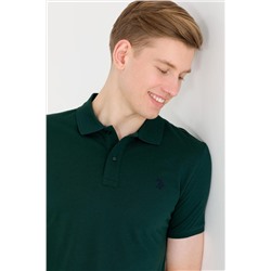 Мужская темно-зеленая базовая футболка с воротником-поло Неожиданная скидка в корзине