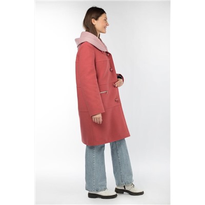 02-3048 Пальто женское утепленное Пальтовая ткань сухая малина