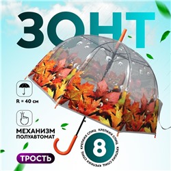 Зонт - трость полуавтоматический «Времена года», 8 спиц, R = 40/60 см, D = 120 см, цвет МИКС