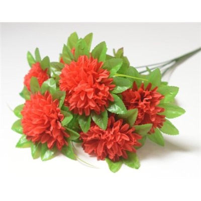 Искусственные цветы, Ветка в букете хризантема на листе 6 голов (1010237)