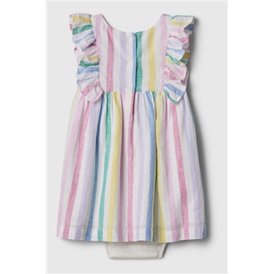 Gap Baby Linen-Cotton Blend Flutter Sleeve Stripe Dress (Newborn-5yrs)