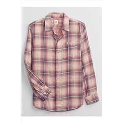 Розовая рубашка в клетку с длинным рукавом для мальчика 424231
