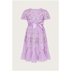 Monsoon Purple Tula Tulle Floral Embellished Dress