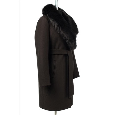 02-3080 Пальто женское утепленное (пояс) валяная шерсть черный