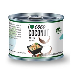 Молоко кокосовое I❤COCO, органика,  жирность 17%, 200мл, ж/б, Шри-Ланка