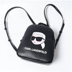 Kar*l Lagerfel*d  экспорт! Стильный небольшой рюкзак из экокожи в классическом чёрном цвете. Подкладка с жаккардовым принтом