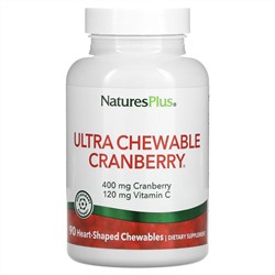 NaturesPlus, Ultra Chewable Cranberry с витамином C, клюква / клубника, 90 жевательных ягод