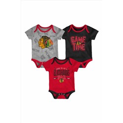 Fanatics NHL Chicago Blackhawks 3 Piece Game Time Black Bodysuit