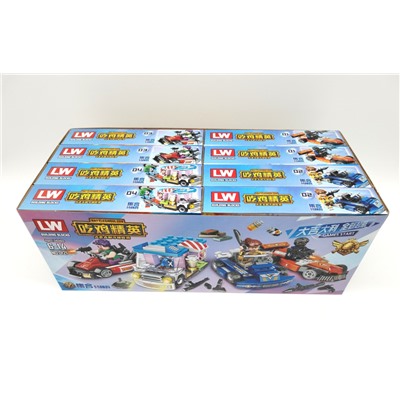 Конструктор Super Heroes 0121 "Машины героев" 4 вида 8 шт в упаковке 19х14х4.2см