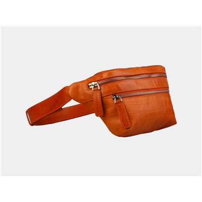 Оранжевая кожаная женская поясная сумка из натуральной кожи «KB0015 Orange Croco»