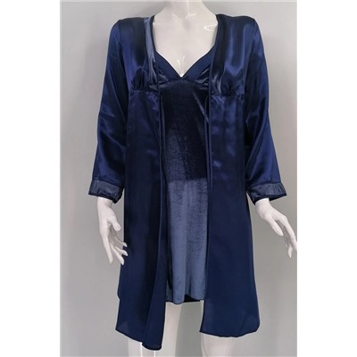 Женский темно-синий бархатный халат 4040, комплект ночных рубашек