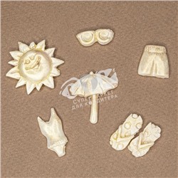 Молд силиконовый для мастики Пляжные аксессуары 2,5 см 10 шт