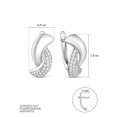 Серьги из серебра с фианитами родированные 925 пробы 11-1301р