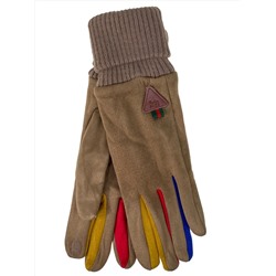Женские демисезонные перчатки из велюра, цвет бежевый