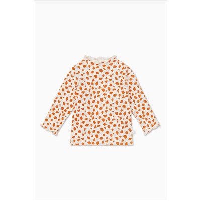 MORI Cream Organic Cotton & Bamboo Giraffe Spot Frill T-Shirt