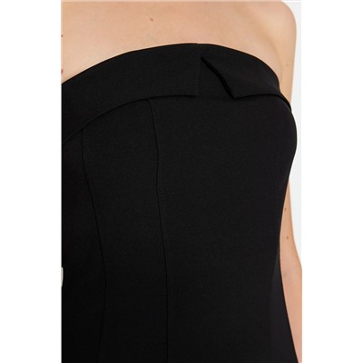Черное приталенное тканое вечернее платье TPRSS23EL00398