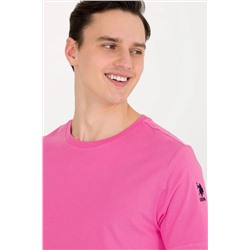Мужская розовая базовая футболка с круглым вырезом Неожиданная скидка в корзине