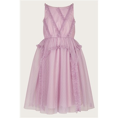 Monsoon Purple Veronica Ruffle Tulle Dress