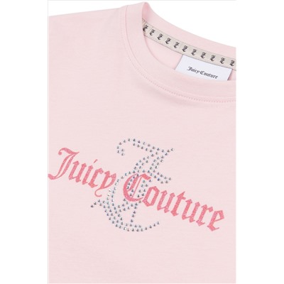 Juicy Couture Classic Fit Girls Pink Diamante T-Shirt