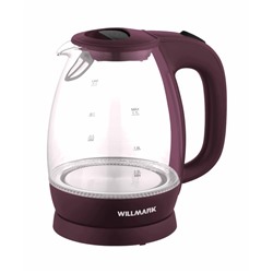 Чайник электрический WILLMARK WEK-1705GC, стекло, 1.7 л, 2200 Вт, LED-подсветка, вишневый