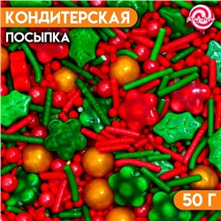 Новый год. Кондитерская посыпка "Новогодний букет", 50 г