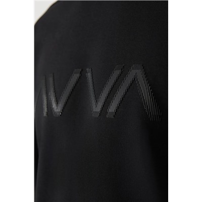 Мужской черный свитшот из ткани интерлок с круглым вырезом, стандартный крой с принтом A32y1324