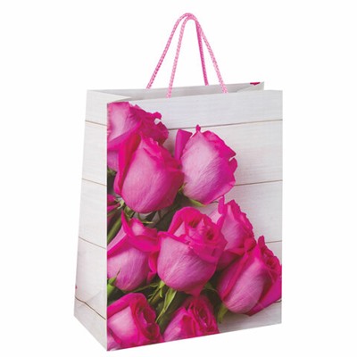 Пакет подарочный 26x12,7x32,4 см, ЗОЛОТАЯ СКАЗКА “Розовые розы“, ламинированный, 606582