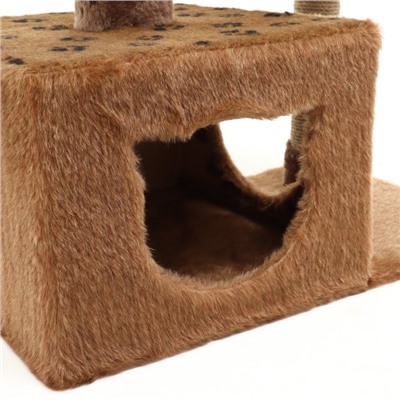 Комплекс для кошек с когтеточкой, квадратный, 3х-уровневый, 65 х 36 х 107 см, коричневый