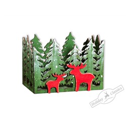 Короб декоративный "Красные олени" зеленый (дерево) 18,5х12,5х13,5 см