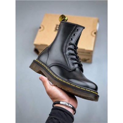 Ботинки Dr. Martens Martin 1460 classic серии с 8 отверстиями из матовой черной твердой кожи для мужчин и женщин