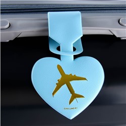 Бирка на чемодан в виде сердца, голубая
