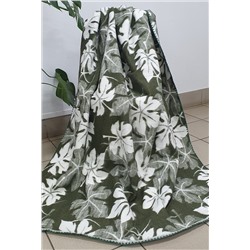 Одеяло шерсть 15% Жаккард 5-листья (цвет зеленый)