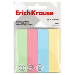 Закладки клейкие бумага, 18,75*75 мм, 4 цвета, 400 листов Erich Krause 61551