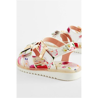 Baker by Ted Baker Girls Floral Patent White Sandals with Bow