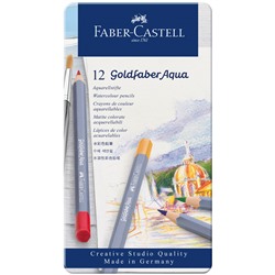 Карандаши акварельные художественные Faber-Castell "Goldfaber Aqua", 12цв., метал. коробка