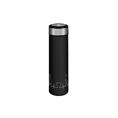LR04-19 термос LARA (черный /сталь) 420мл, soft touch, фильтр-ситечко для заваривания
